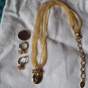 Vintage Liz Claiborne 15"Necklace & Hoop Earrings